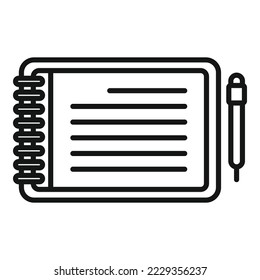 Notepad icon outline vector. Write paper. Pen text