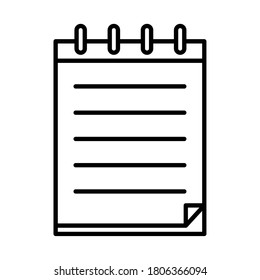 notepad icon over white background, line style, vector illustration