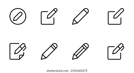 Icono del bloc de notas, pluma, editar, crear, modificar el Botón del signo de la pluma, icono del lápiz, icono del Registrarse - edición de iconos de documentos de archivos de texto. Ilustración vectorial de símbolo de nota de escritura.