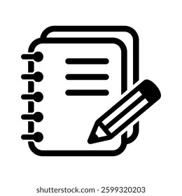 Notepad icon, Notepad with pencil icon, note book icon.