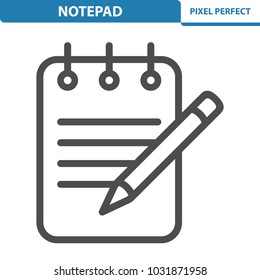 Notepad Icon. Professional, pixel perfect icons optimized for both large and small resolutions. EPS 8 format. 12x size for preview.