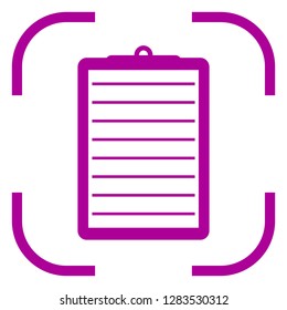 Notepad icon in purple focus. White background
