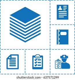 Notepad icon. set of 6 notepad filled icons such as resume, doctor prescription, notebook, paper