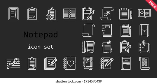 notepad icon set. line icon style. notepad related icons such as note, diary, notes, paper, notepad, sticky note, sketchbook, clipboard, write, notebook