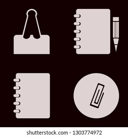 notepad icon set with notebook pencil, paper clip and notebook vector illustration