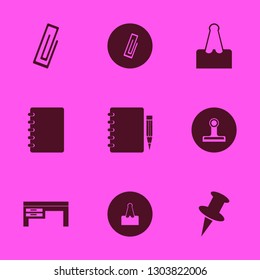 notepad icon set with notebook pencil, notebook and paper clip vector illustration