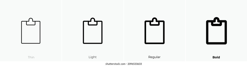 notepad icon. Thin, Light Regular And Bold style design isolated on white background