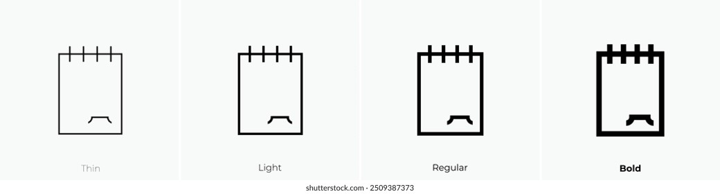 notepad icon. Thin, Light Regular And Bold style design isolated on white background