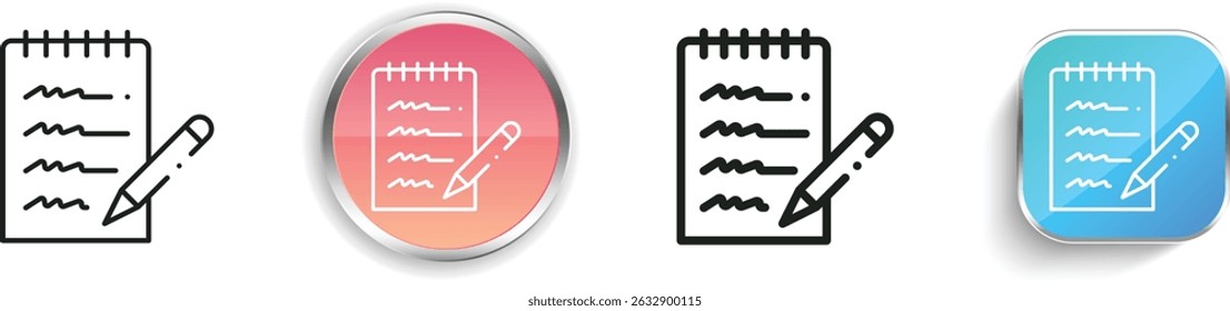 notepad icon. Thin Linear, Regular and Button Style Design Isolated On White Background
