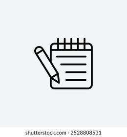 Notepad icon in tree different line stroke sizes.