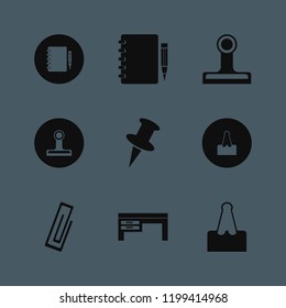 notepad icon. notepad vector icons set desk, paper clip, push pin and notebook pencil
