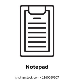 Notepad icon vector isolated on white background, Notepad transparent sign , line and outline elements in linear style