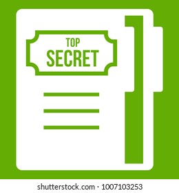 Notepad icon white isolated on green background. Vector illustration