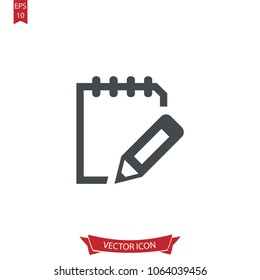 Notepad icon.Form vector.Document sign isolated on white background.
Simple liner illustration for web and mobile platforms.