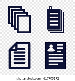 Notepad icons set. set of 4 notepad filled icons such as resume