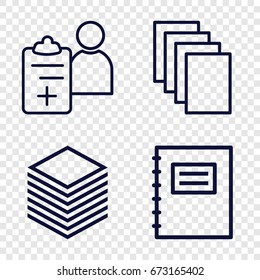 Notepad icons set. set of 4 notepad outline icons such as paper, doctor prescription