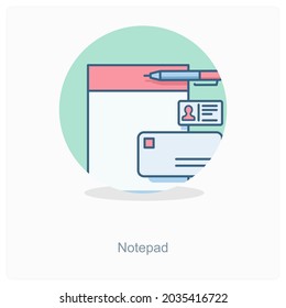 Notepad or Identity Card Icon Concept