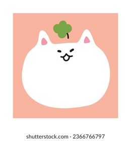 A notepad illustration with a cute hand-drawn cat character. There is a clover above the cat character's head.