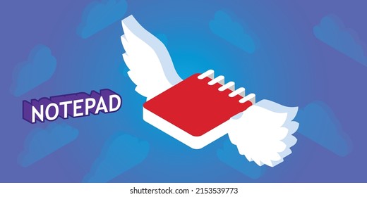 Notepad isometric design icon. Vector web illustration. 3d colorful concept