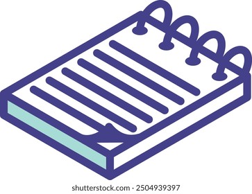Notepad isometric icon. Writing paper pad symbol