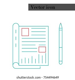 Notepad, journal with pen. Vector illustration book, notebook for registration. Logo notepad with pen.