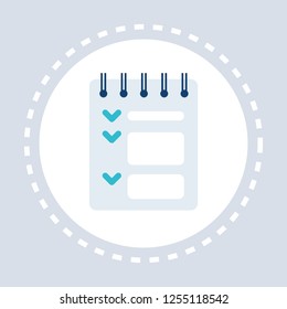 notepad list green check mark points checklist data organize concept flat isolated