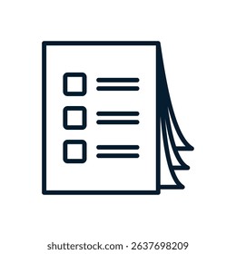 Notepad, list. Vector linear icon isolated on white background.