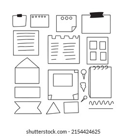 notepad or memo element object collection. vector illustration