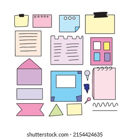 notepad or memo element object collection. vector illustration