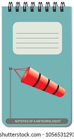 Notepad of a meteorologist for fixing weather. Vector illustration.
