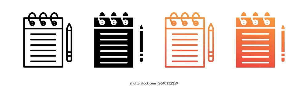 Notepad Multi Style Icon Set Vector