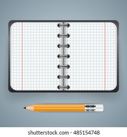 Notepad, notebok icon with numbet on the grey background