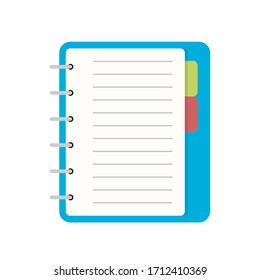 Notepad Or Notebook Or Binder Book Vector Illustration On White Background. 
Flat Design Style. Modern Style Illustration. EPS10 Editable.