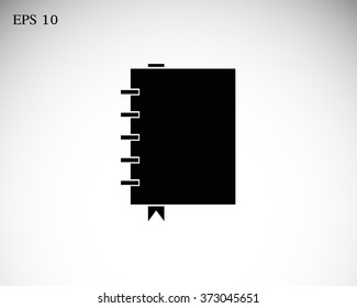 Notepad notebook with the bookmark. Vector.