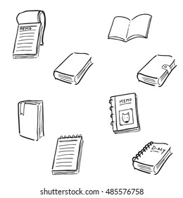 Notepad notebook cartoon drawing icons