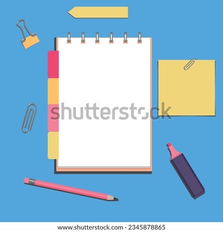 notepad notebook, icons, desktop. online task, business, drawings, vector illustration. ENP10