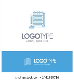 Notepad, Notebook, Pad, Novel Blue outLine Logo with place for tagline
