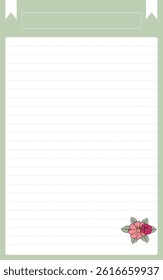Notepad notebook page paper blank sticky notes pale green color empty document list write space memo horizontal vector background