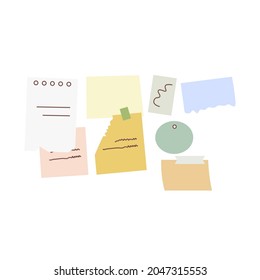 Notepad, notebook, planner page. Blank note with sticker. Stationery, organized paper isolated on white background. Reminded, planned, managed, appointment vector illustration.