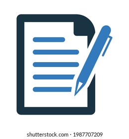 Notepad, office, pen, writing icon. (Simple editable vector illustration)