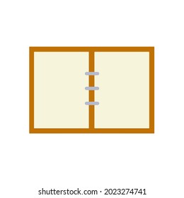 Notepad. Open notebook for writing. School book for studying. Empty space in the diary. Flat illustration isolated on white