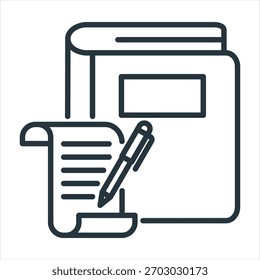 Ilustración vectorial de icono de contorno de bloc de notas