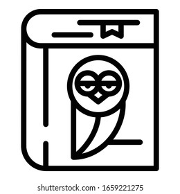 Notepad with owl icon. Outline notepad with owl vector icon for web design isolated on white background