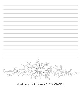 notepad page design with hand-drawn floral pattern