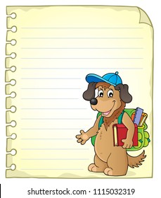 Notepad page with school dog - eps10 vector illustration.