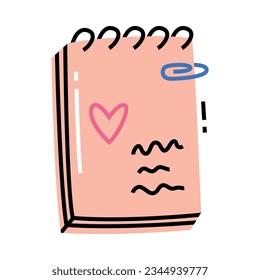 Notepad with Page as School Item Closeup Vector Illustration