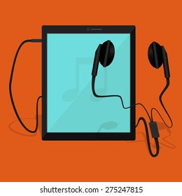 Notepad with pair of earphone