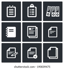 Notepad paper documents vector Icons set vector