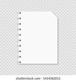 notepad paper sheet with shadow on transparent background