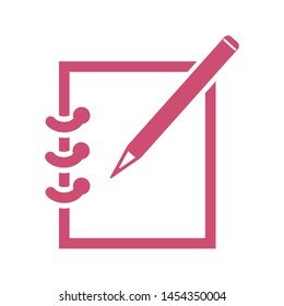 Notepad with pen icon . 